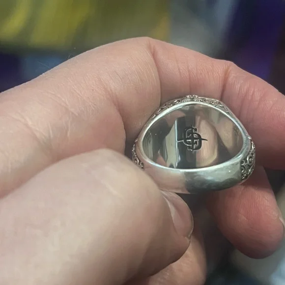 Sterling Silver Black Accent Men's Signet Ring - Picture 5 of 6